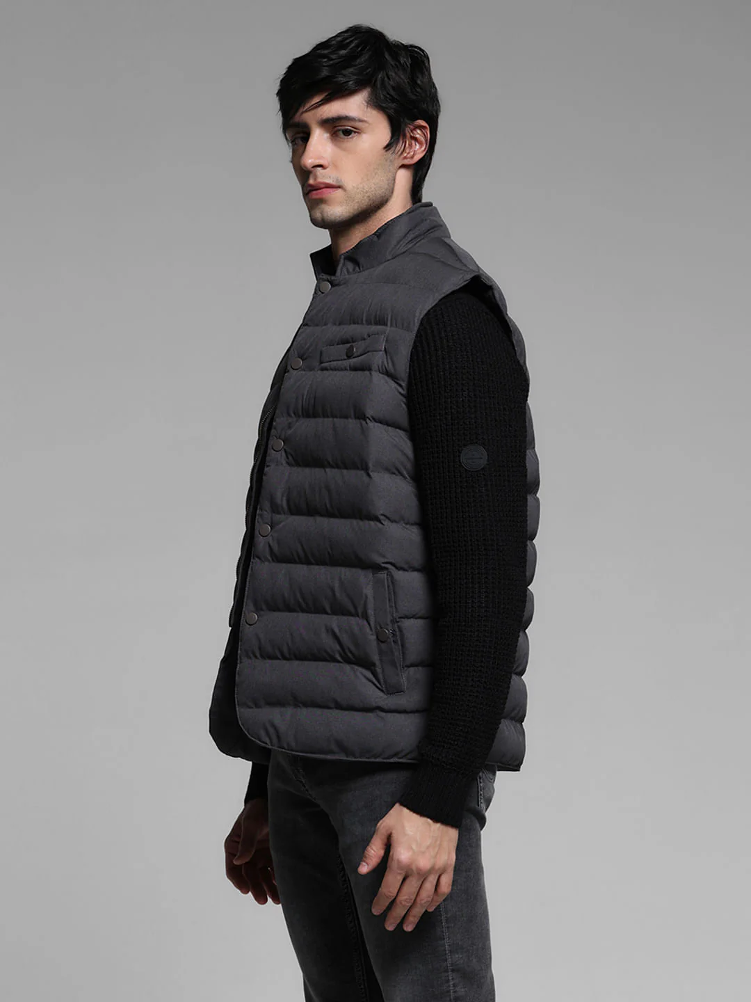 Black Puffer Vest Jacket - Image 3
