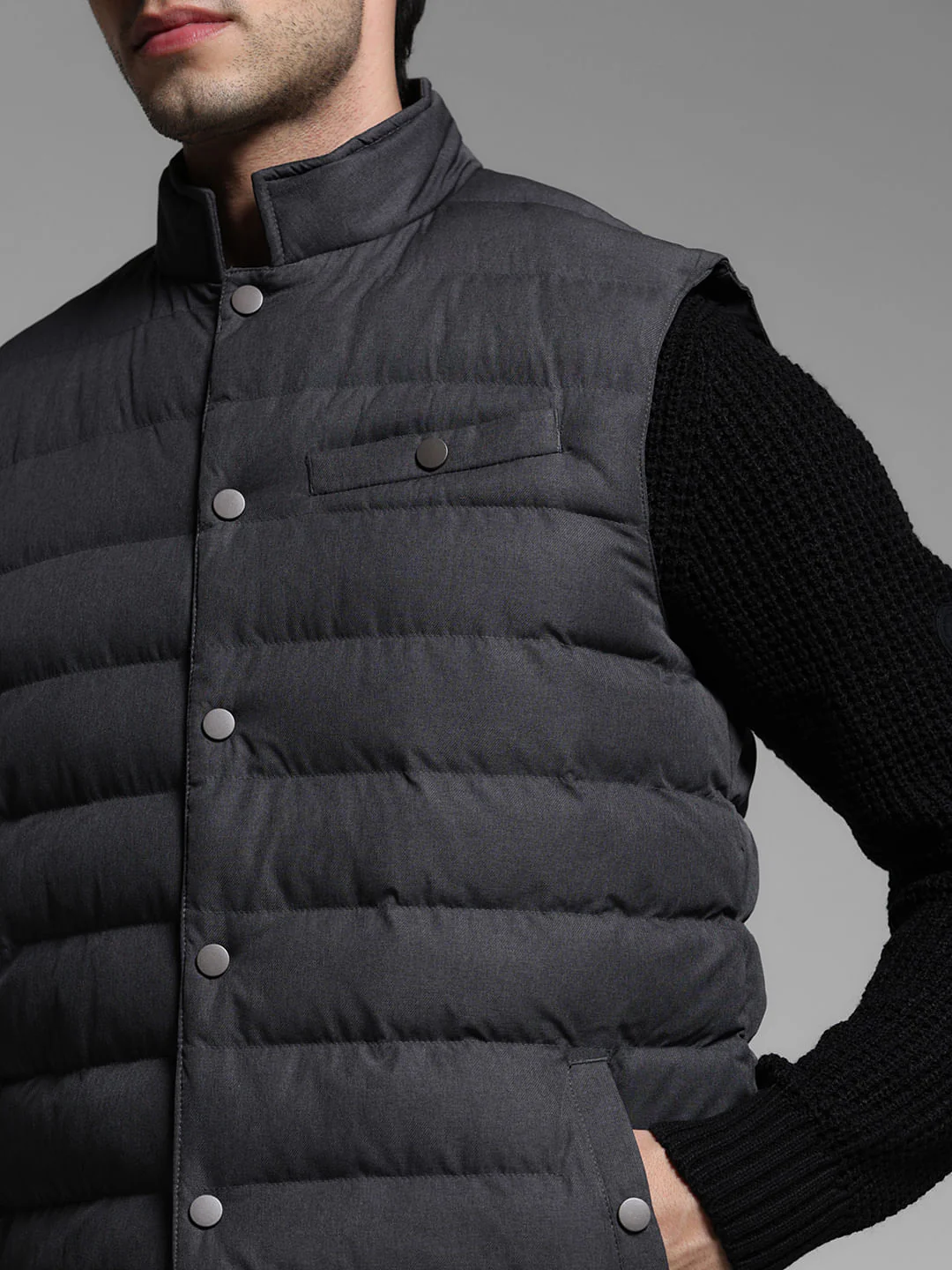 Black Puffer Vest Jacket - Image 5