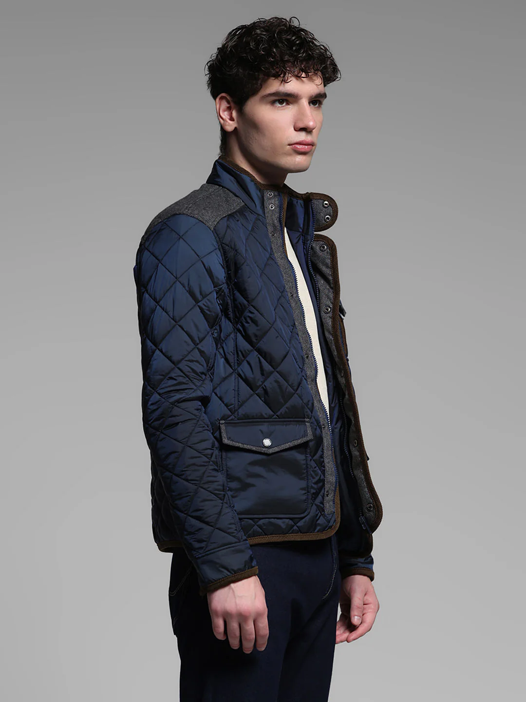 BLUE HIGH NECK JACKET - Image 3