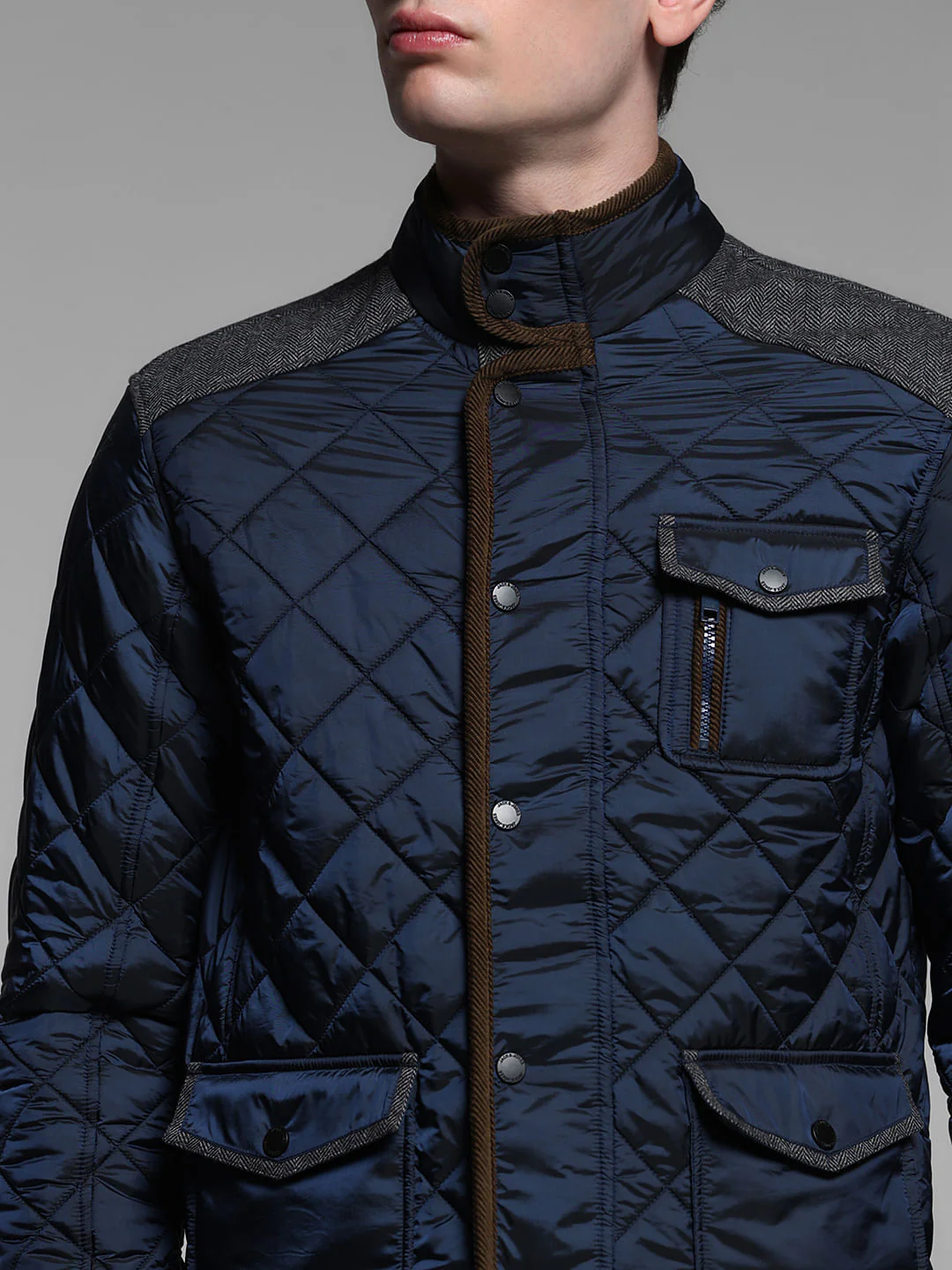 BLUE HIGH NECK JACKET - Image 5