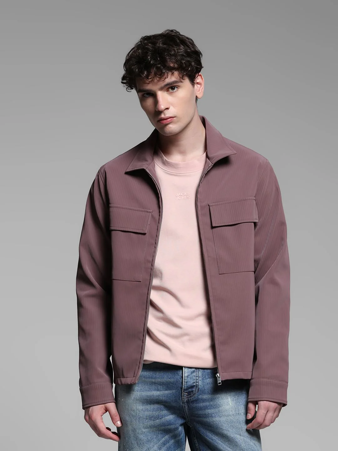 Dusty Pink Striped Shacket