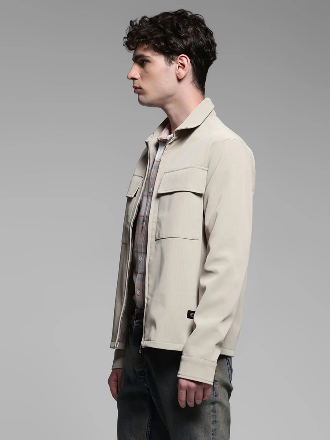 Beige Striped Shacket - Image 3