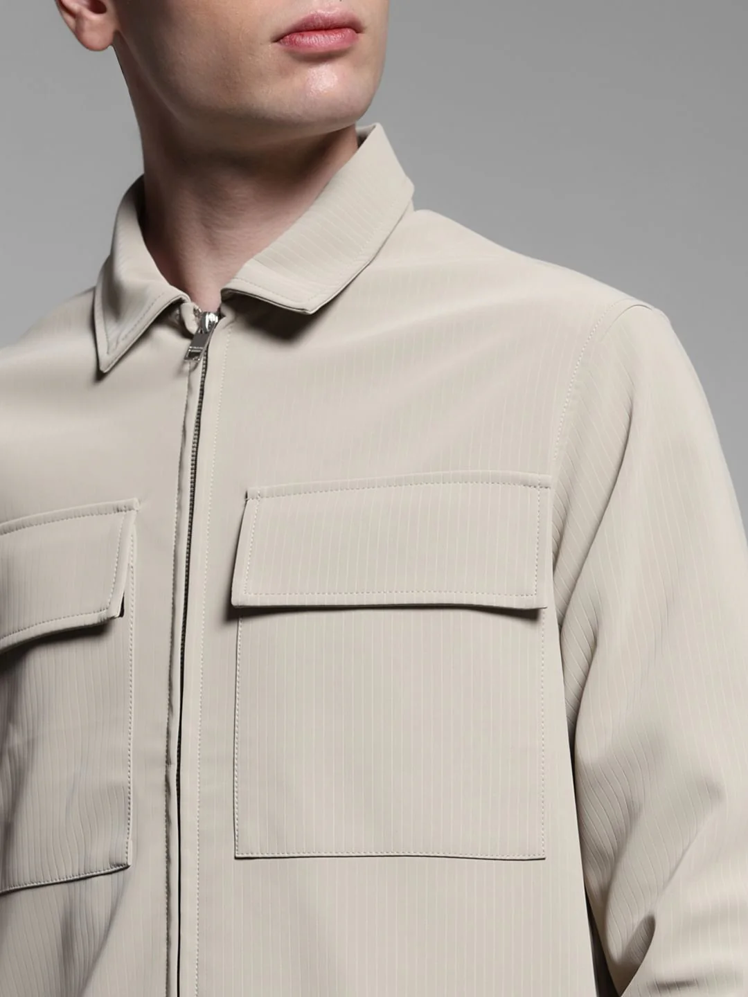 Beige Striped Shacket - Image 5