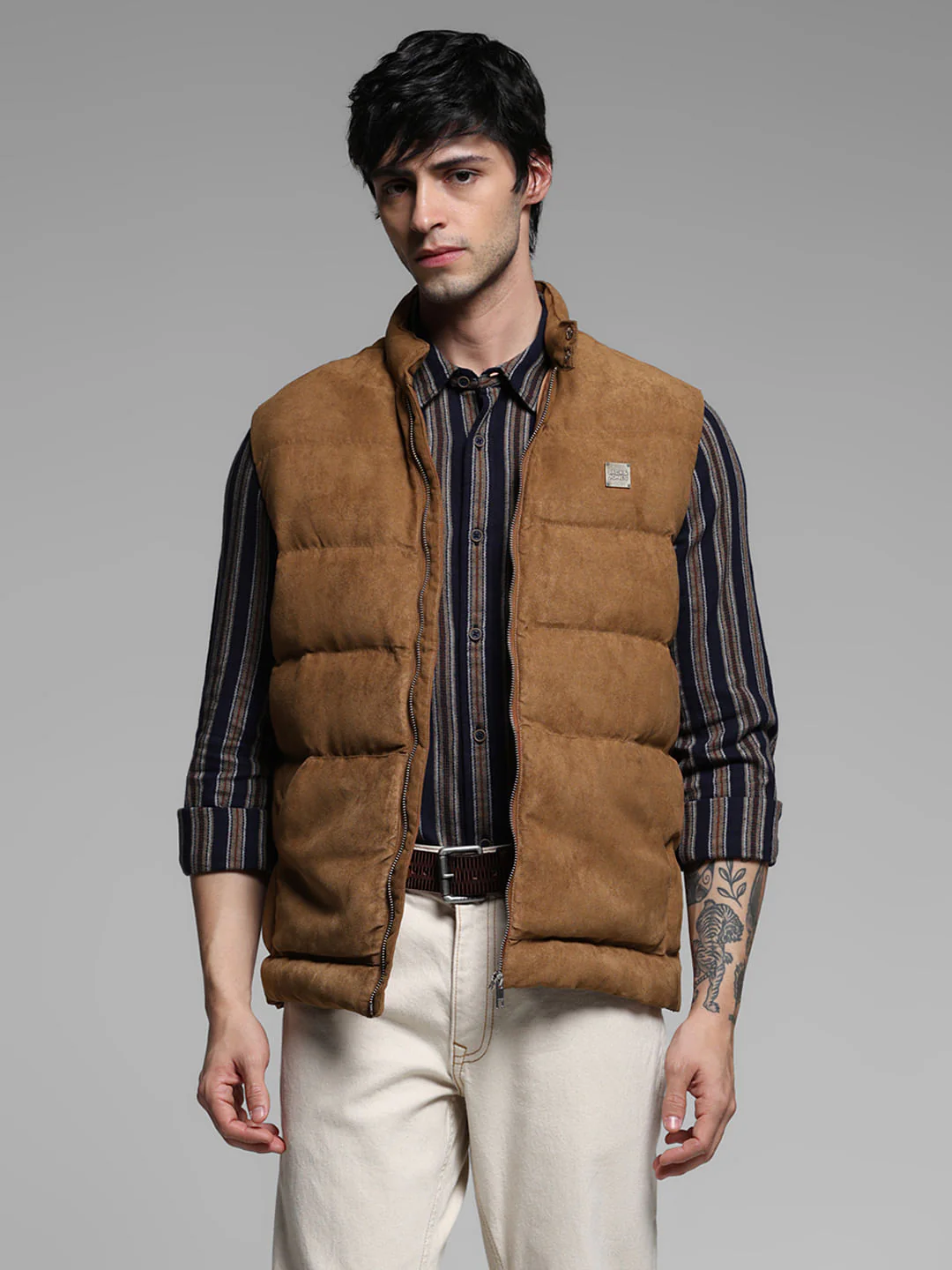 Brown Puffer Vest Jacket - Image 2