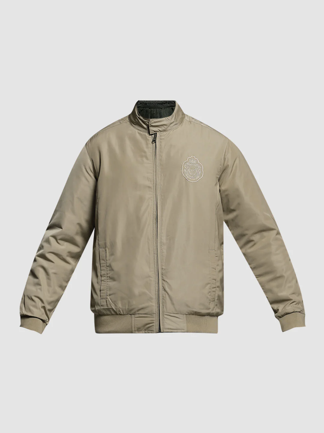 Olive Reversible High Neck Bomber Jacket - Image 9