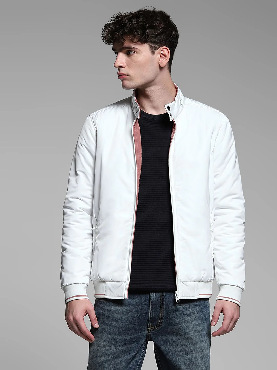 Pink Reversible High Neck Bomber Jacket - Image 2