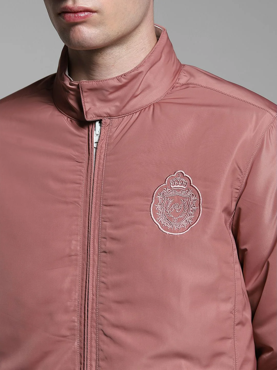 Pink Reversible High Neck Bomber Jacket - Image 6