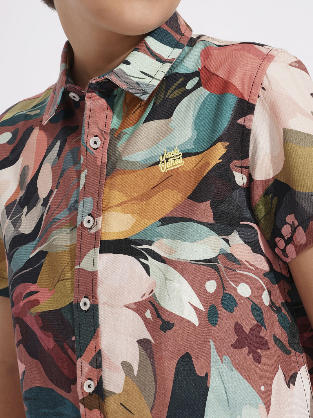 BOYS Brown Printed Co-ord Set Shirt - Image 6