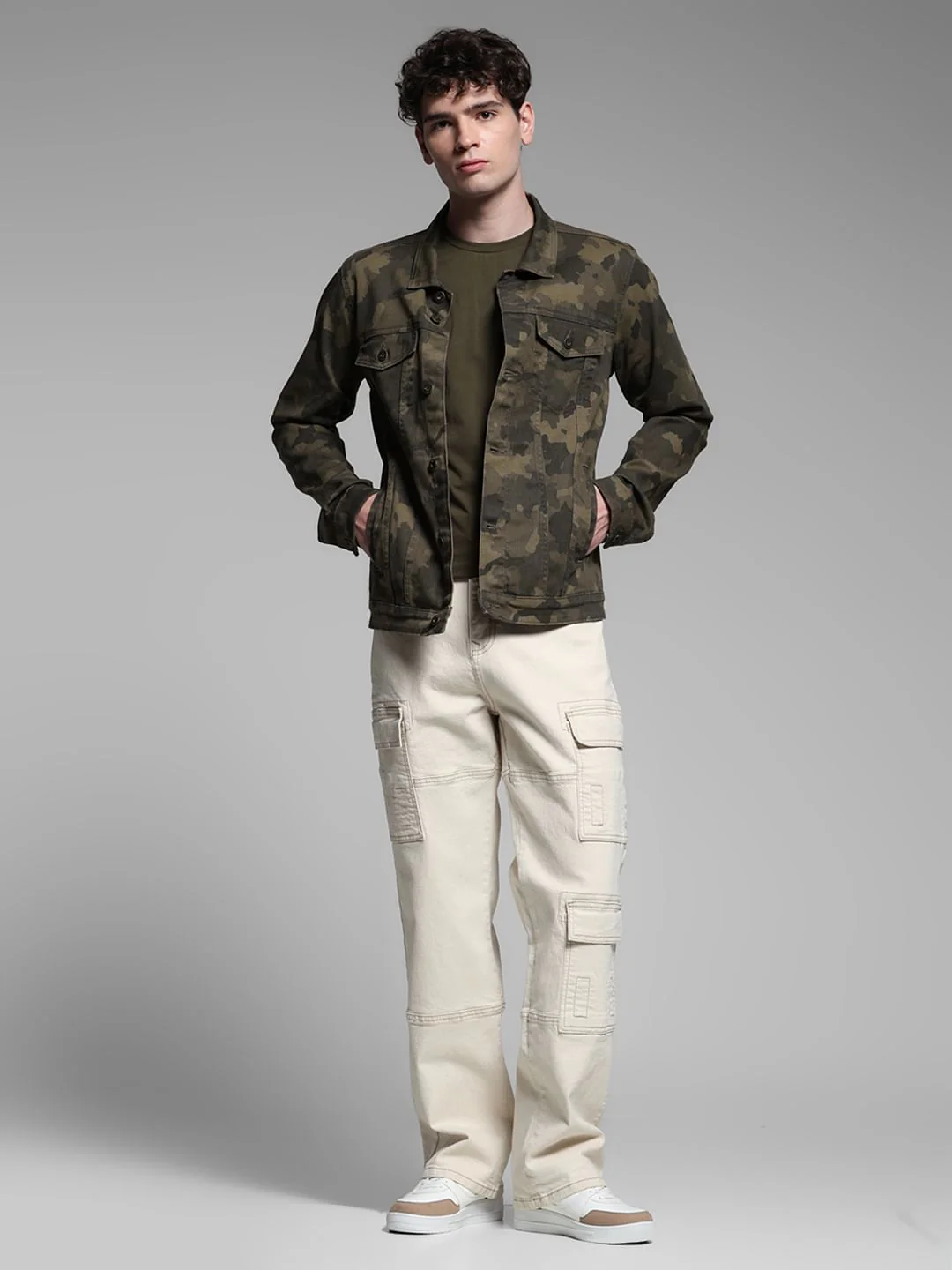 Olive Green Camo Print Jacket - Image 6