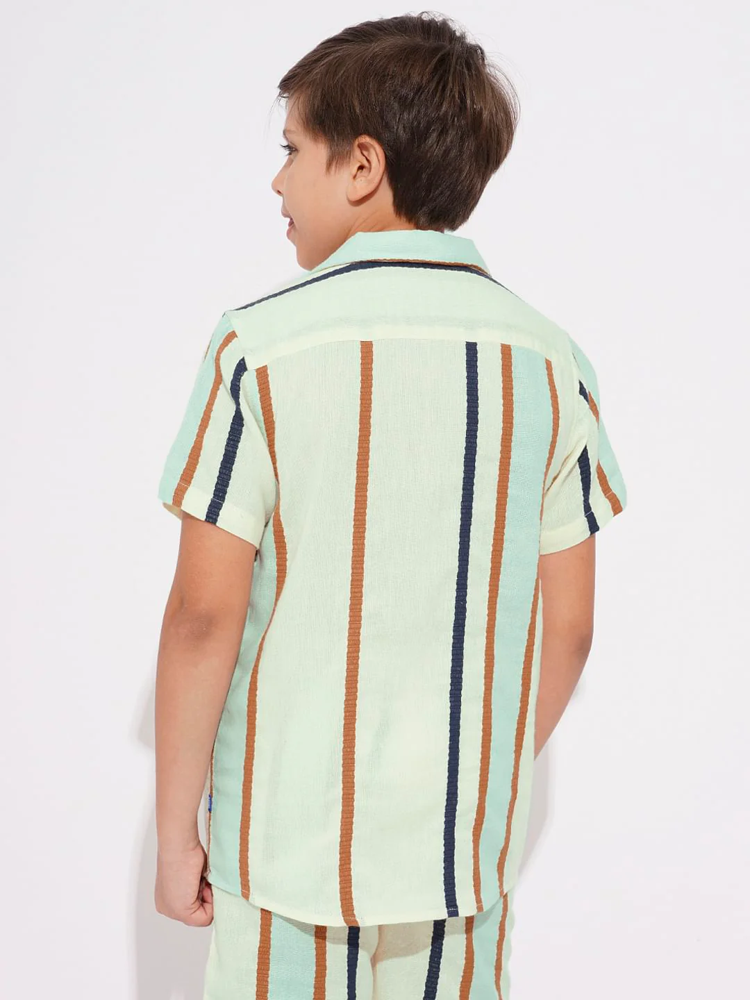 Green Dobby Striped Co-ord Set Shirt - Image 4