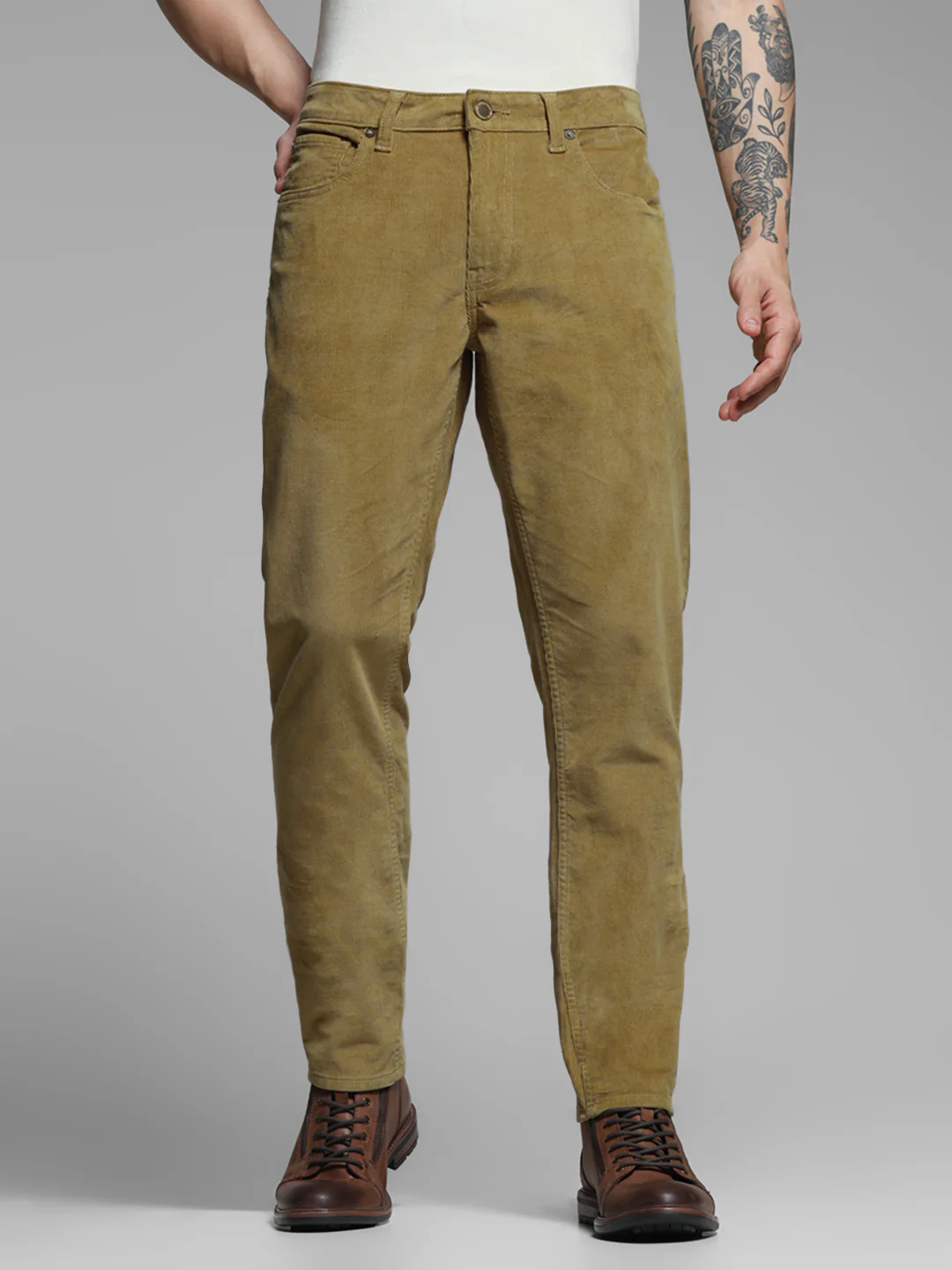 Beige Corduroy Co-ord Set Pants