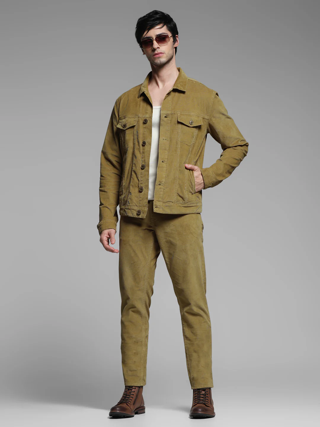 Beige Corduroy Co-ord Set Pants - Image 6