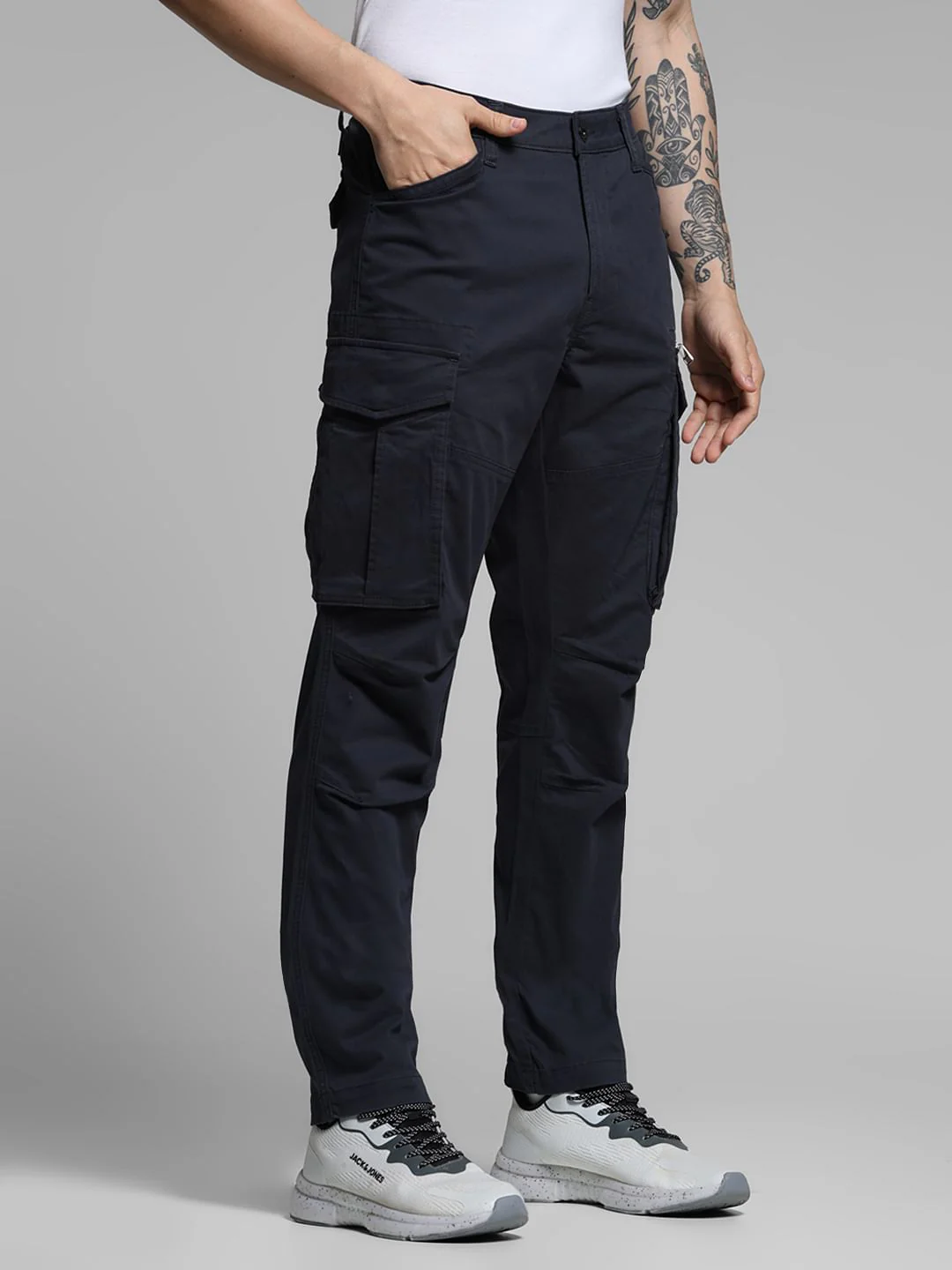 Navy Blue High Rise Cargos - Image 2