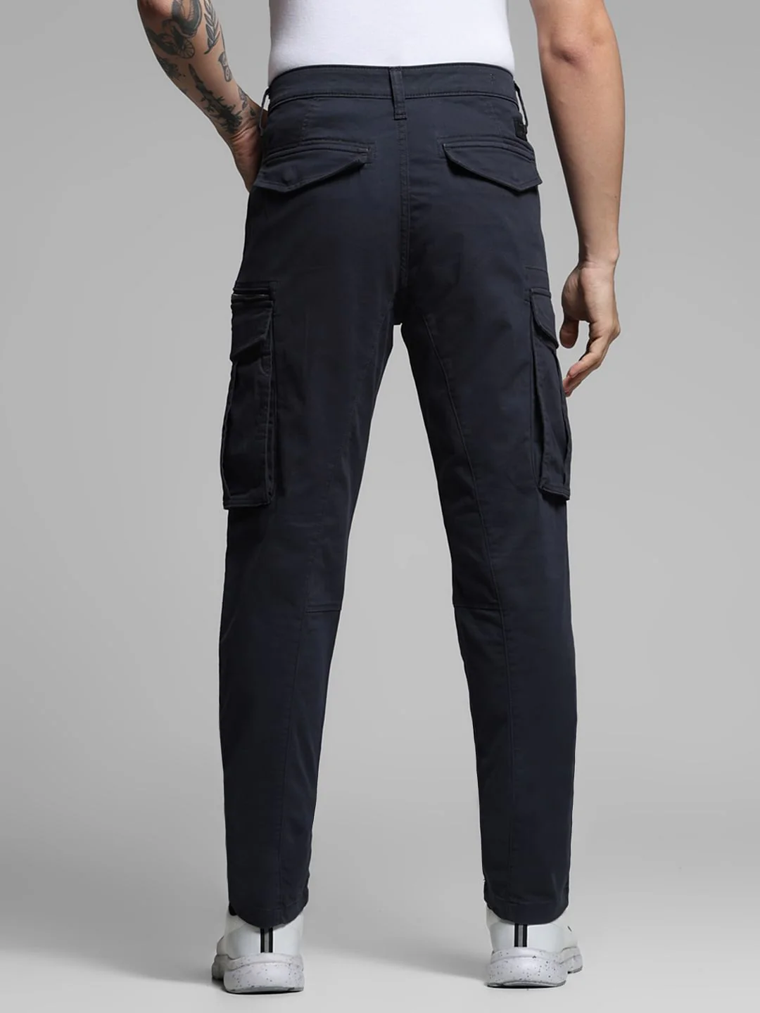 Navy Blue High Rise Cargos - Image 3
