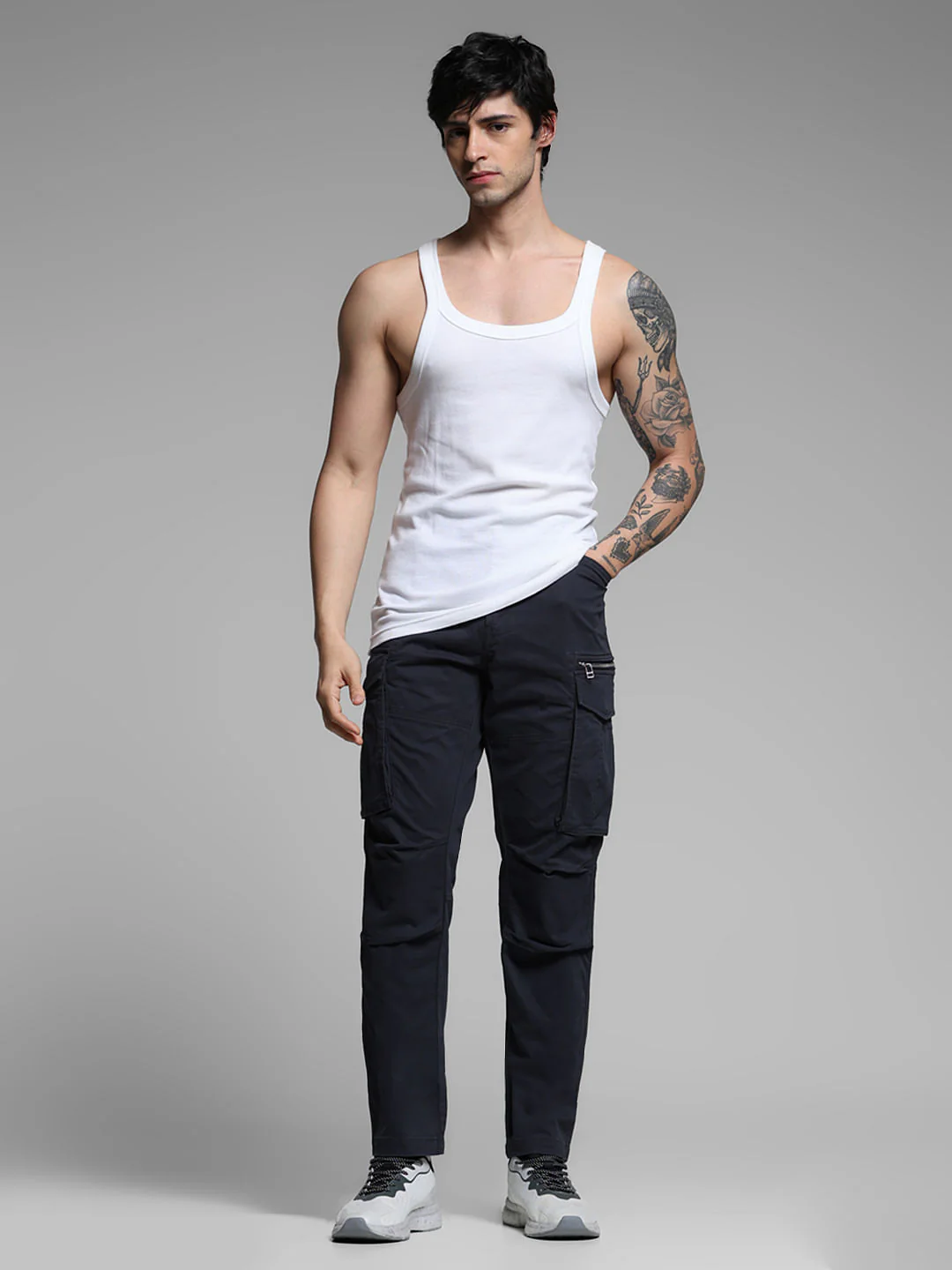 Navy Blue High Rise Cargos - Image 6