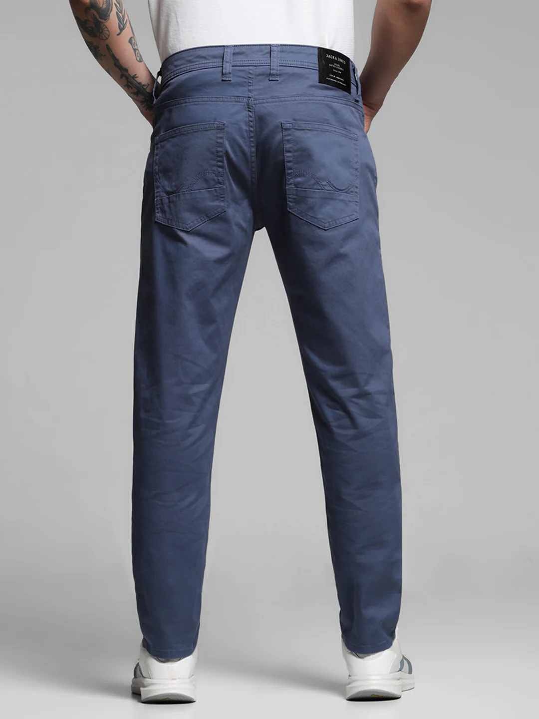 Dark Blue Twill Slim Fit Pants - Image 3