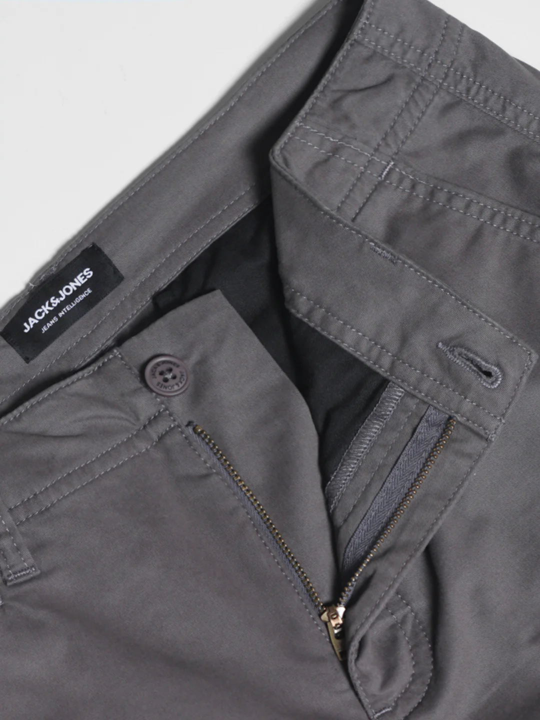 Grey Mid Rise Twill Pants - Image 5