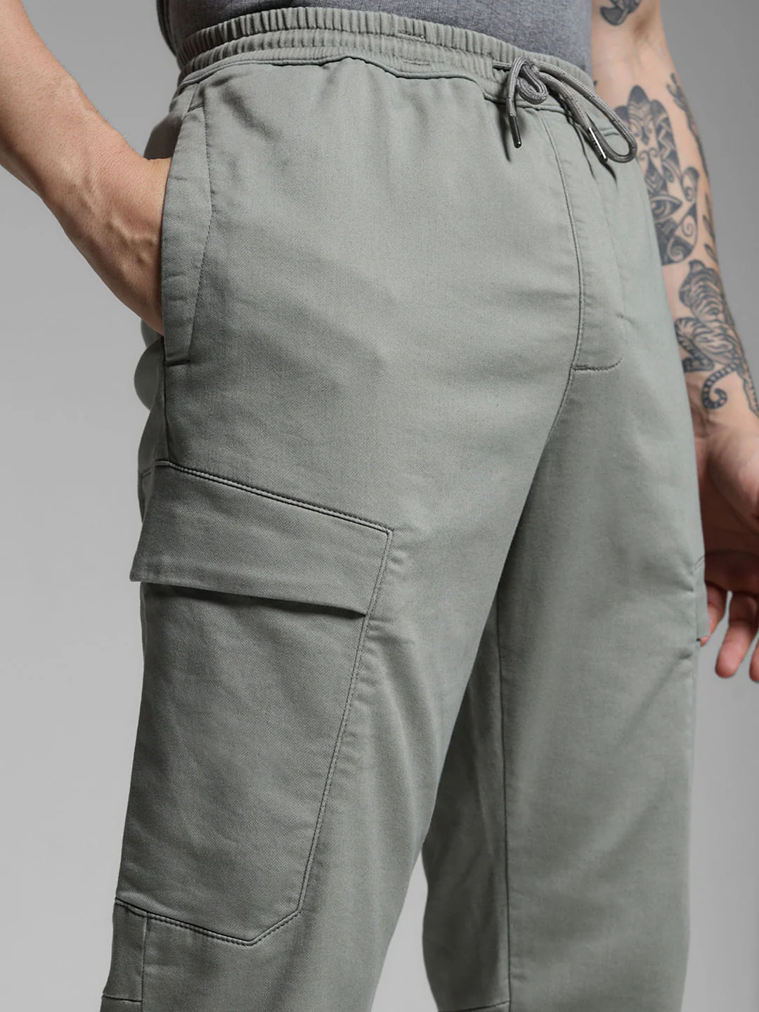 Grey High Rise Knitted Cargos - Image 4