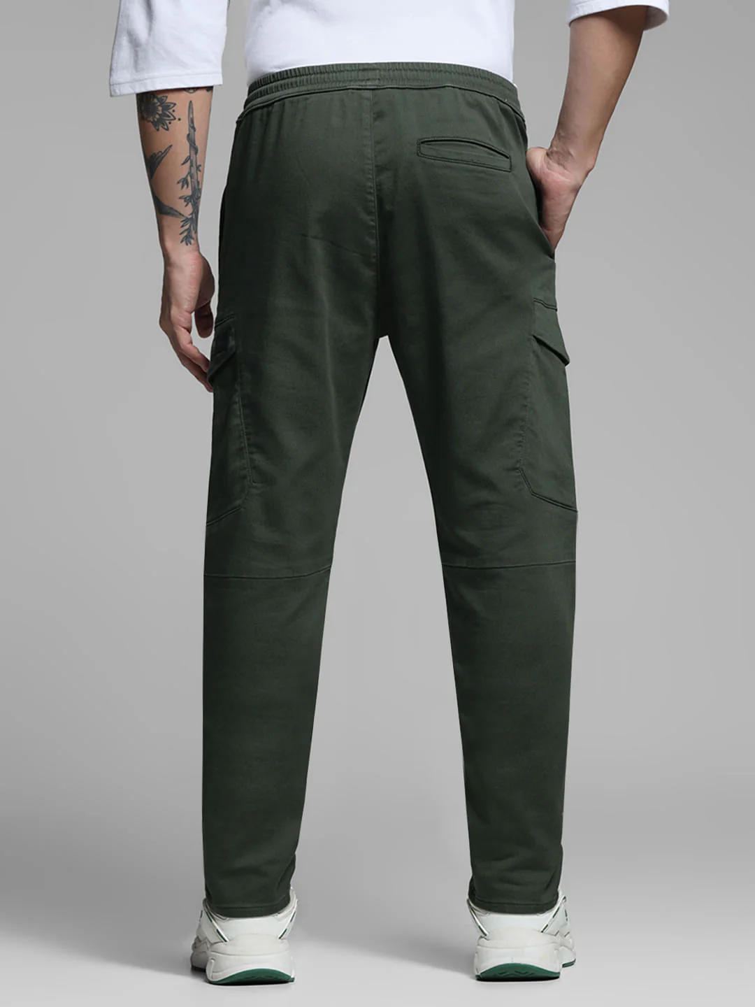 Olive Green Mid Rise Knitted Cargos - Image 3