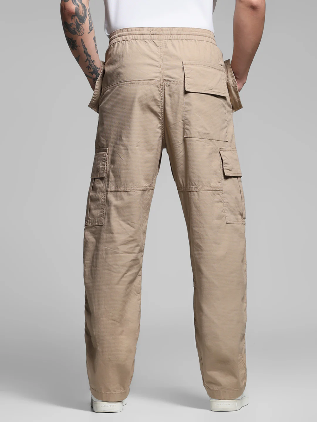 Beige High Rise Cargos - Image 3