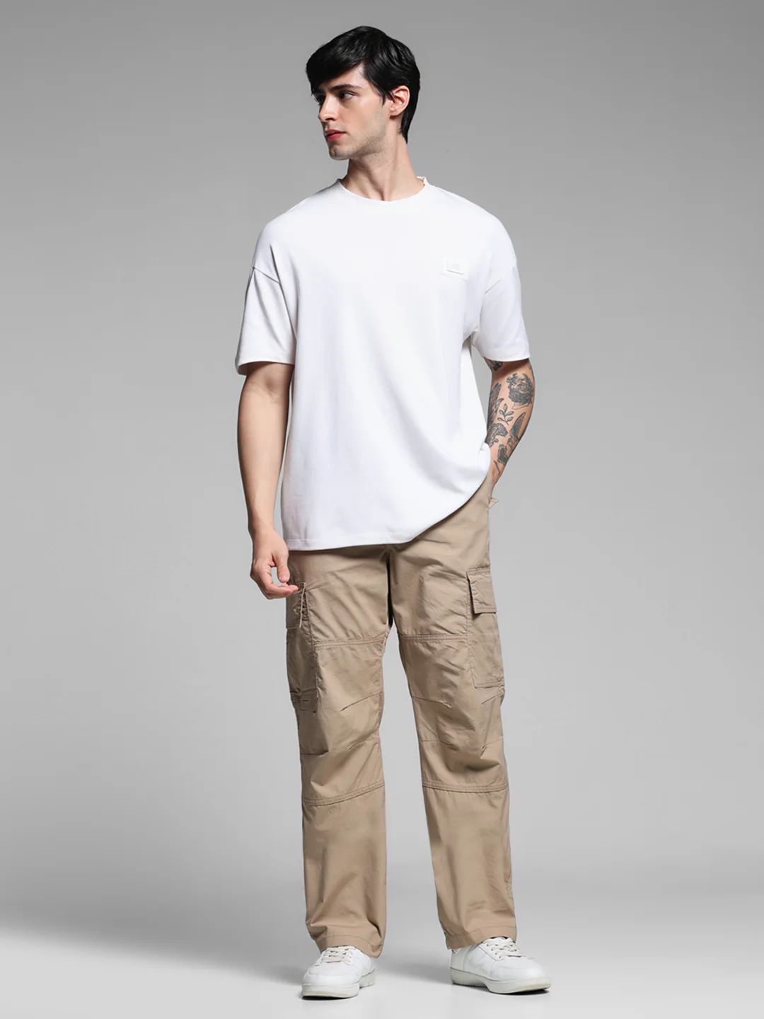 Beige High Rise Cargos - Image 5