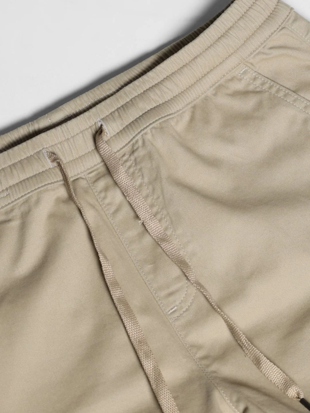 Beige Mid Rise Cotton Pants - Image 5