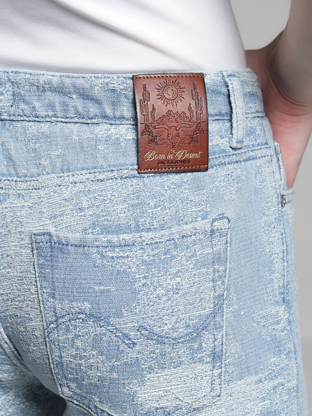 Light Blue Printed Co-ord Set Denim Shorts - Image 5