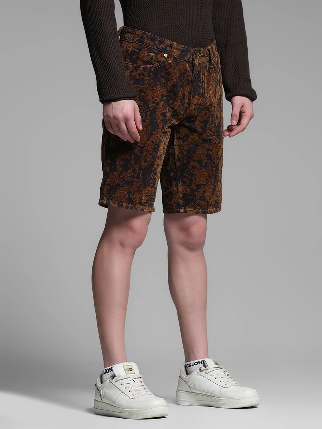 Bronze Brown Abstract Print Co-ord Set Shorts - Image 2