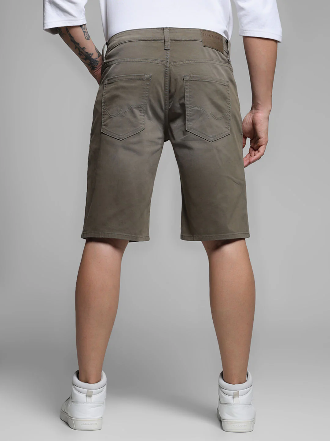 Olive Low Rise Denim Shorts - Image 3