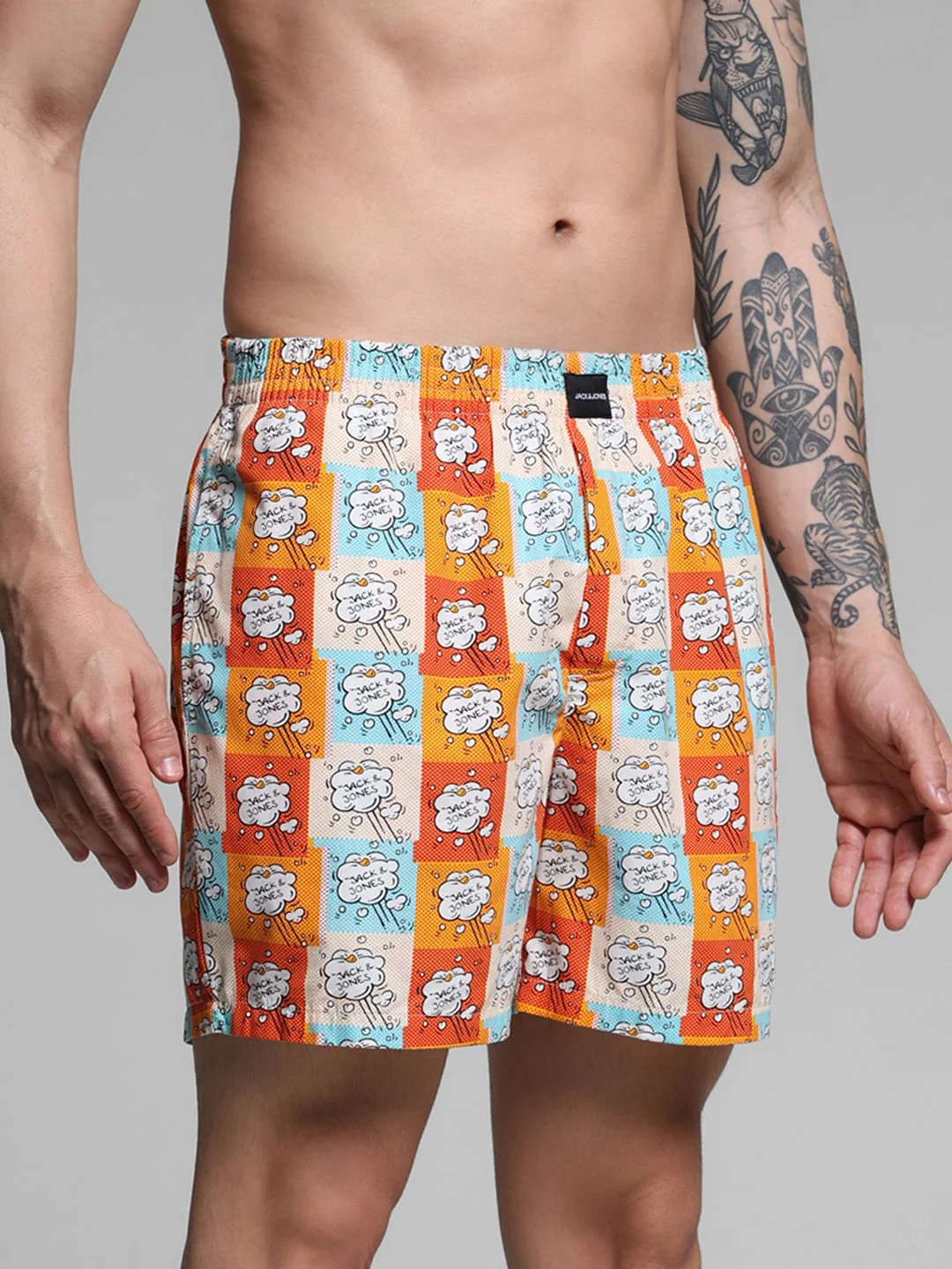 Orange Logo Text Print Cotton Boxers - Image 2