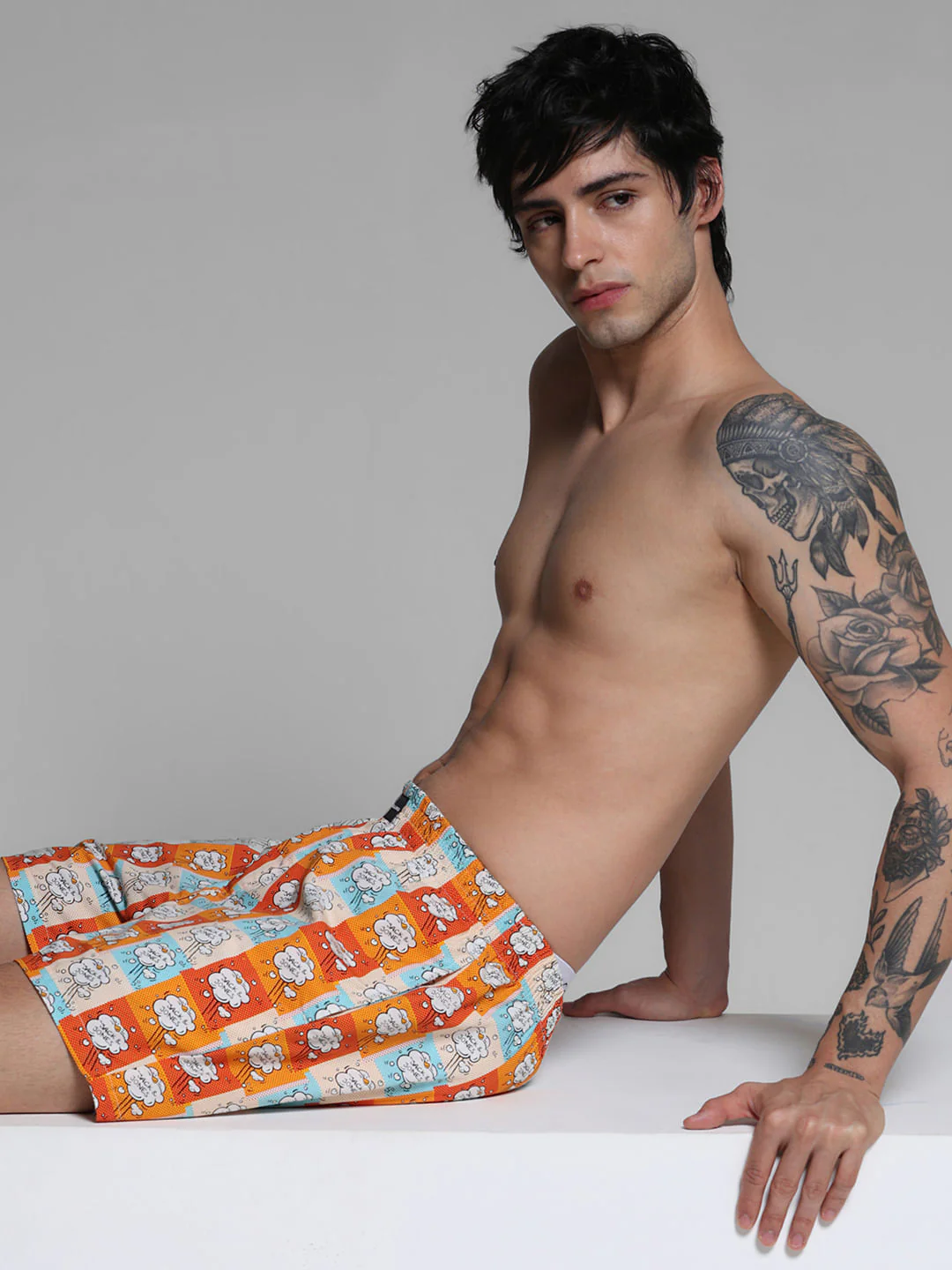 Orange Logo Text Print Cotton Boxers - Image 5