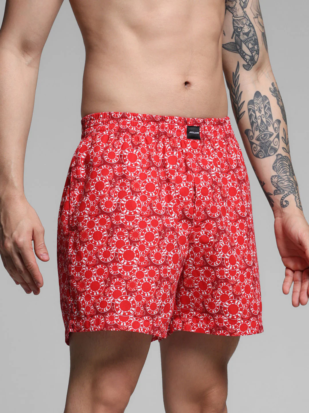 Red Casino Coin Print Cotton Boxers - Image 2