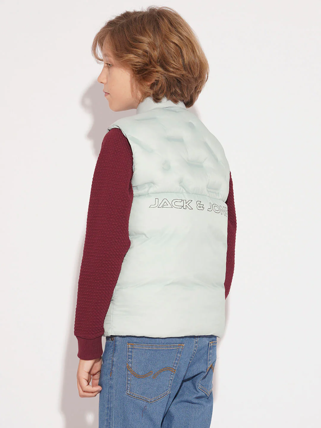 Boys Pearl Blue Sleeveless Puffer Jacket - Image 4
