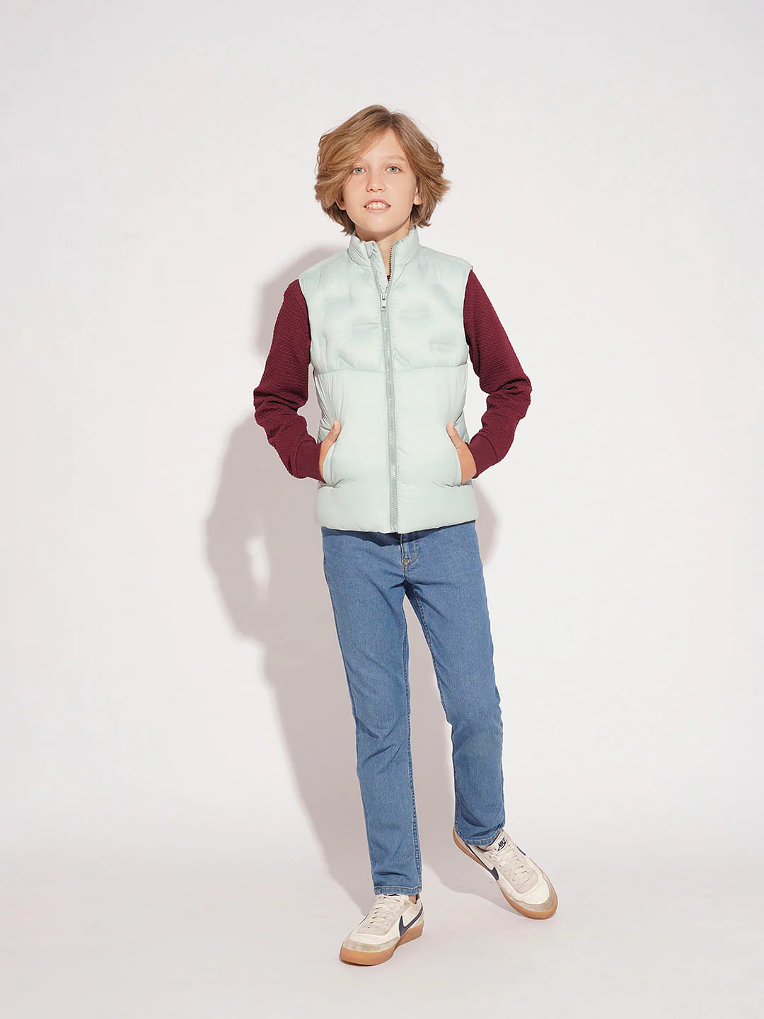 Boys Pearl Blue Sleeveless Puffer Jacket - Image 5