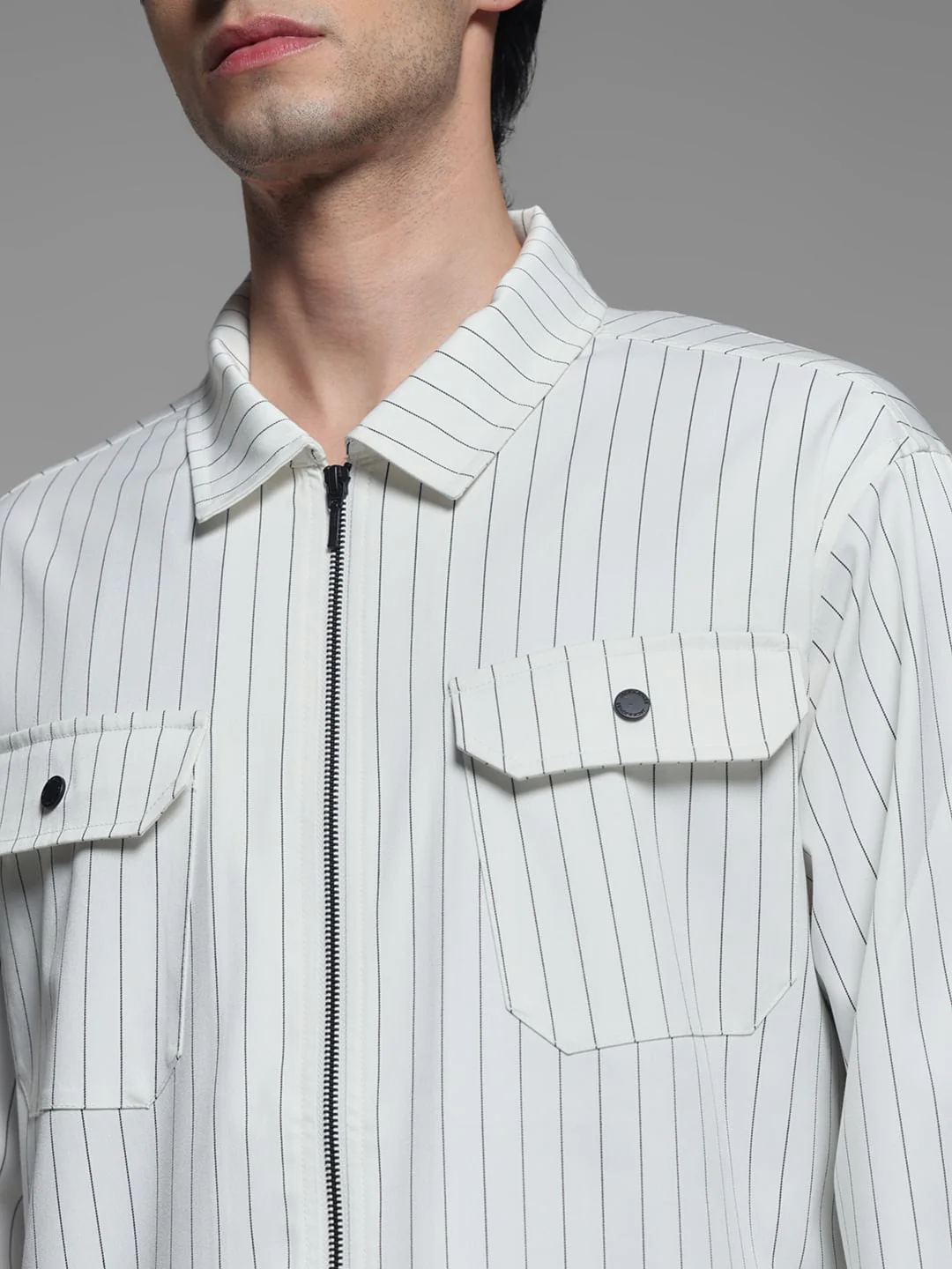 White Striped Oversized Shirt - Image 5