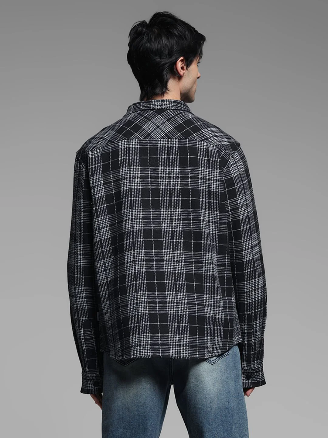 Black Check Oversized Shirt - Image 4
