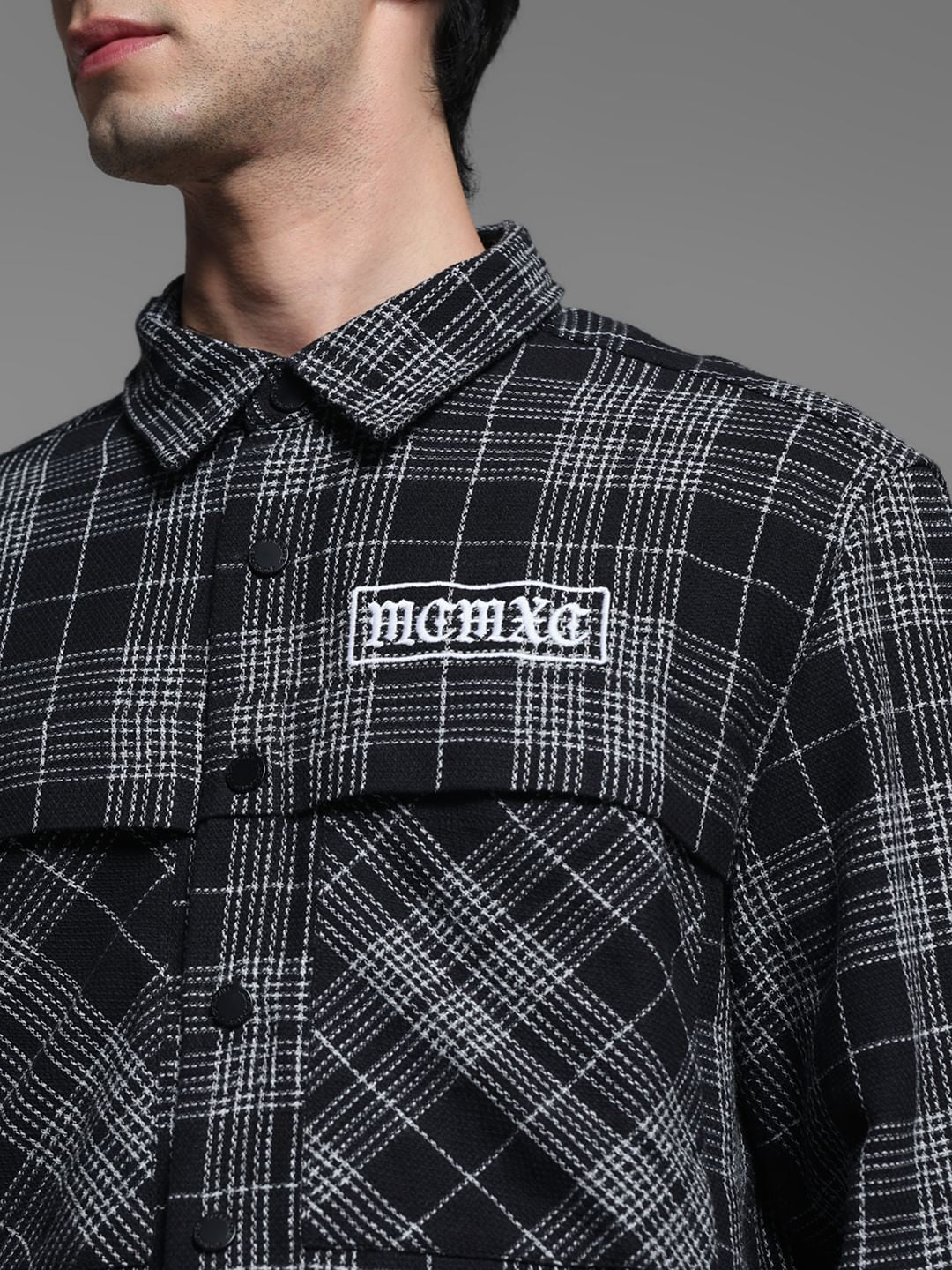 Black Check Oversized Shirt - Image 5