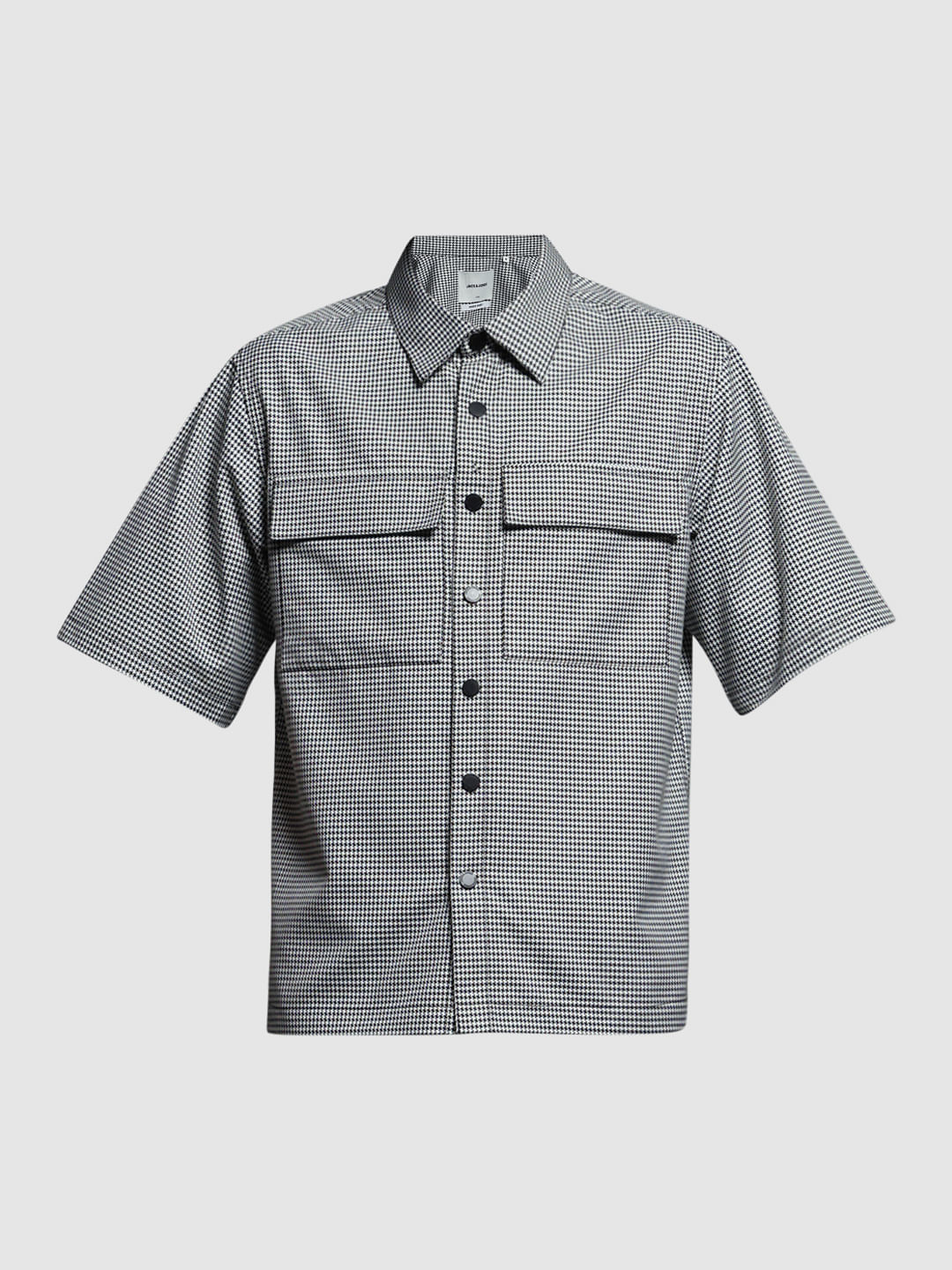 Black Check Cotton Short Sleeves Shirt - Image 7