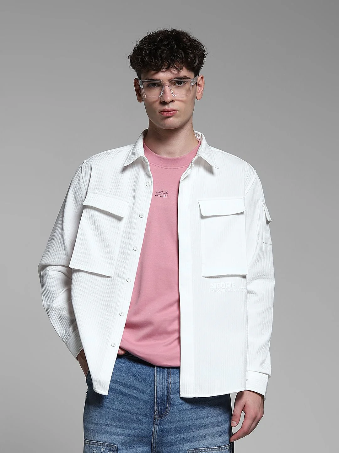 White Patch Pocket Oversized Shirt