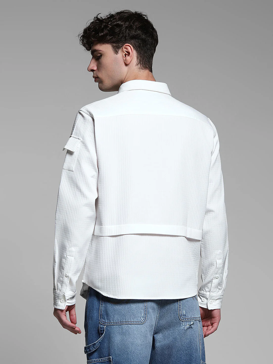 White Patch Pocket Oversized Shirt - Image 4