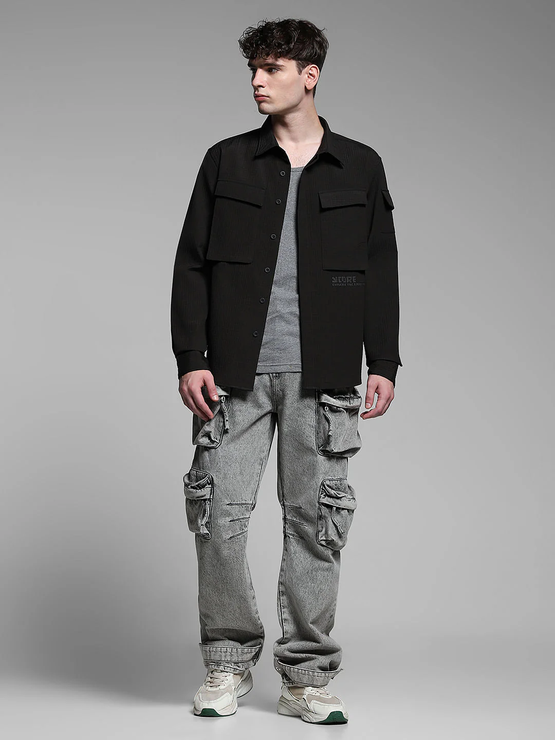 Black Patch Pocket Oversized Shirt - Image 6