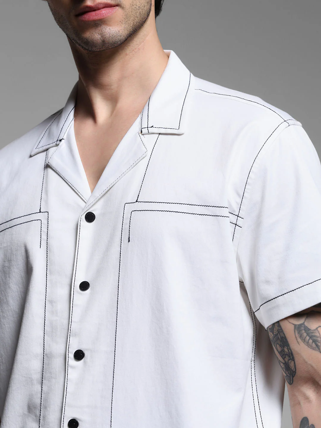 White Resort Collar Shirt - Image 5