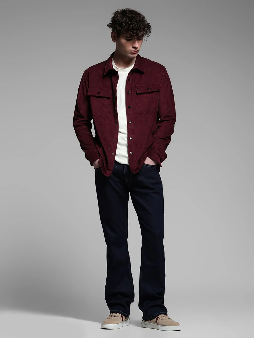 Maroon Oversized Corduroy Shirt - Image 6