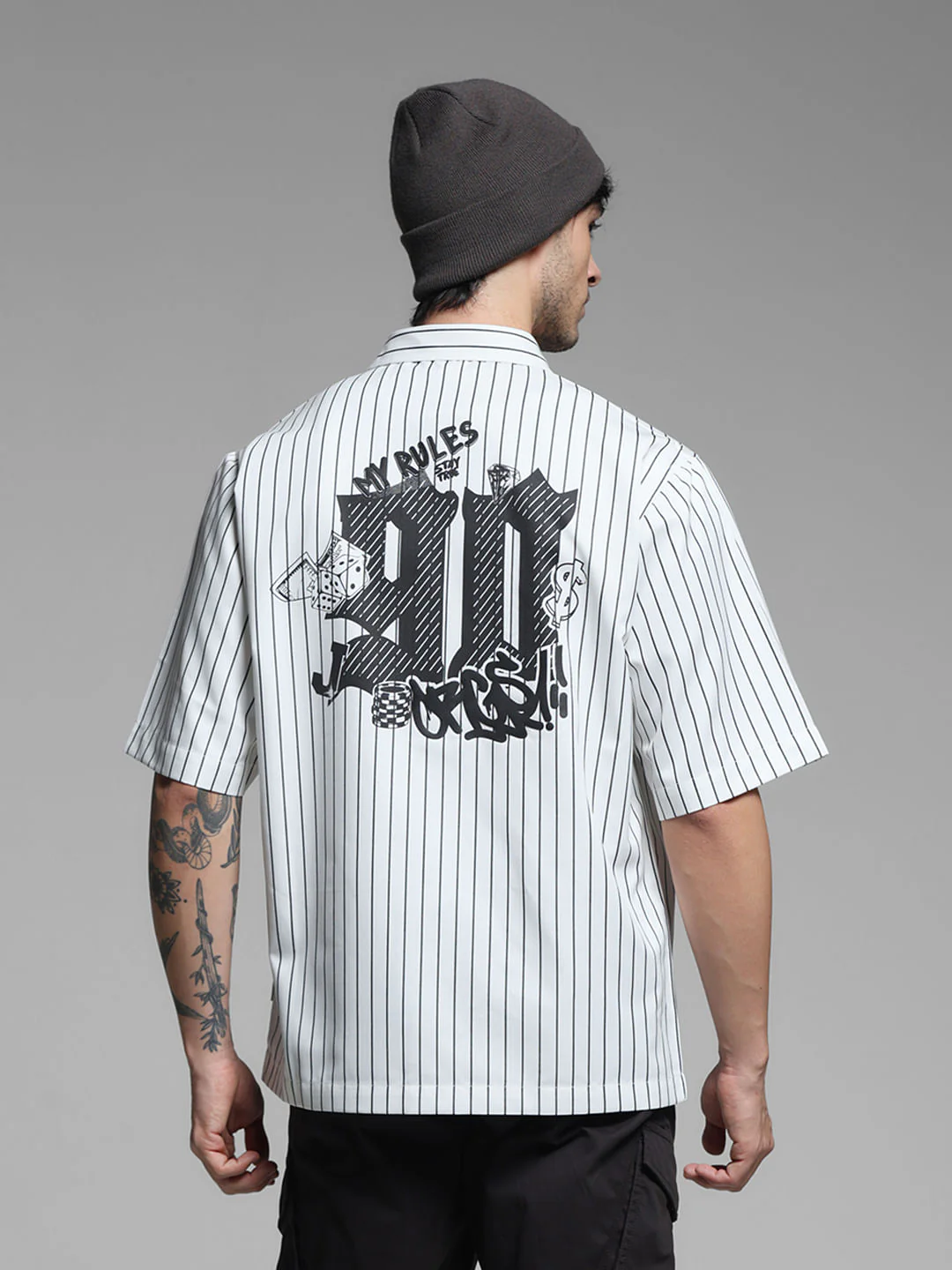 White Striped Embroidered Shirt
