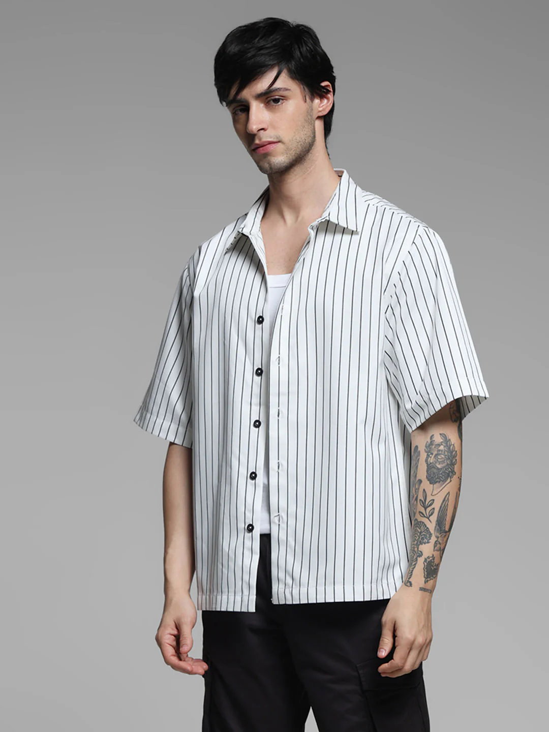 White Striped Embroidered Shirt - Image 2