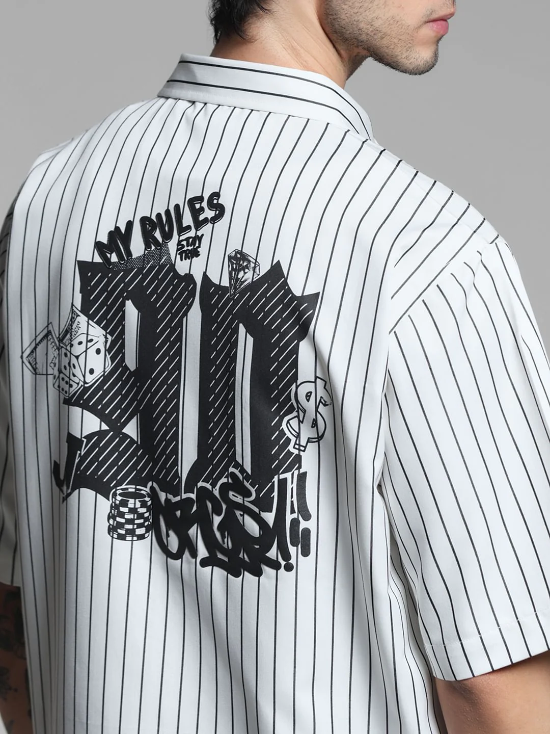 White Striped Embroidered Shirt - Image 6