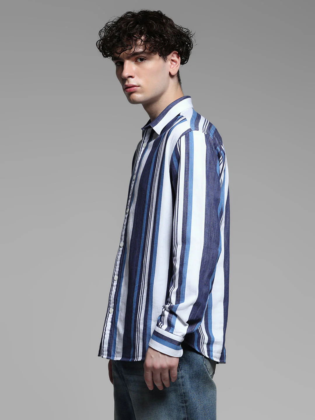Blue Yard Dyed Striped Shirt - Image 3