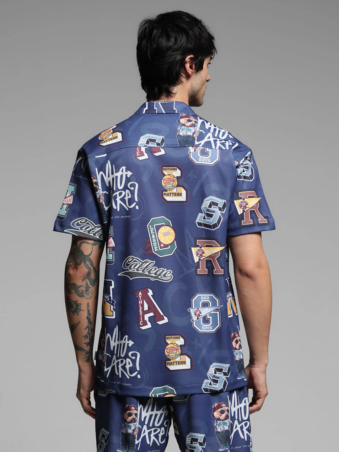 Blue Varsity Print Co-ord Set Shirt - Image 4