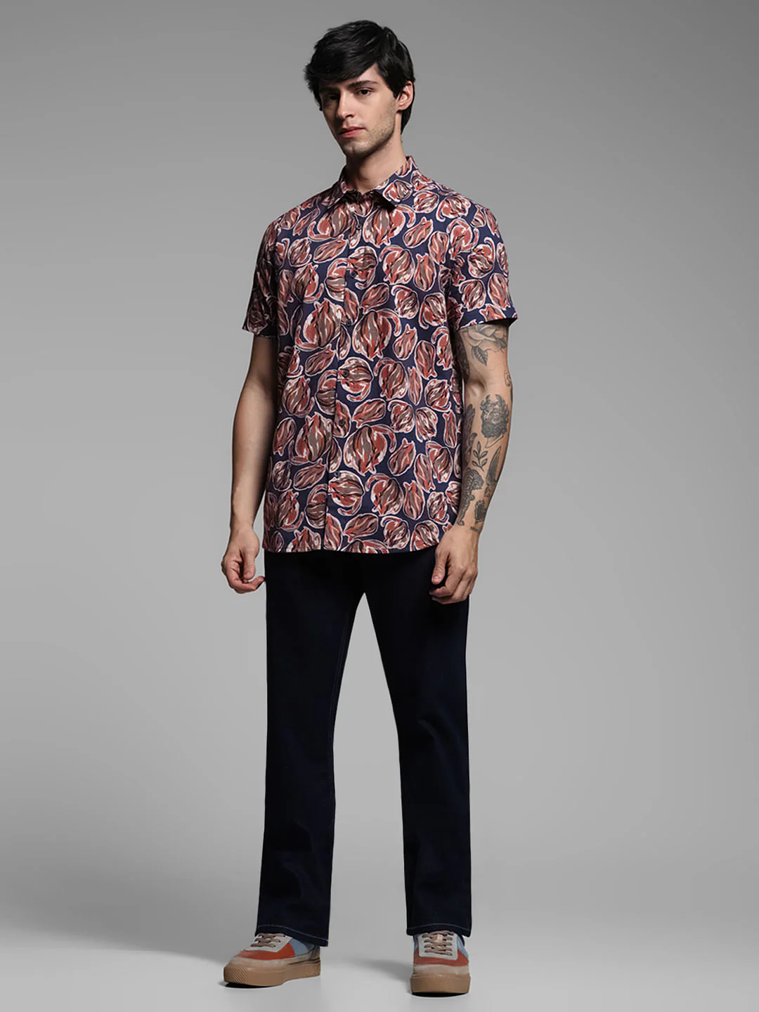 Blue Printed Short Sleeves Shirt - Image 6