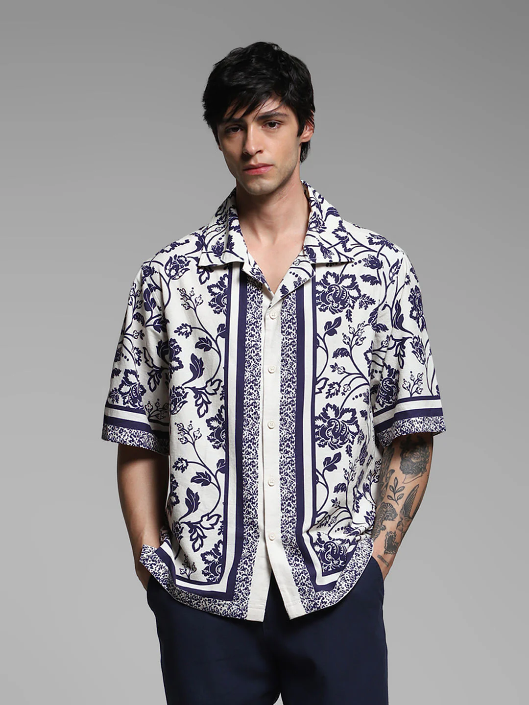 Blue Floral Oversized Shirt